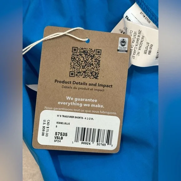 NWT Patagonia Trailfarer Shorts 4.5” Vessel Blue $59 Women’s S Running Shorts - Picture 6 of 9